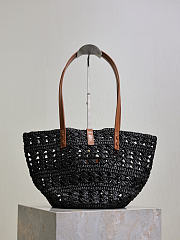 YSL | PANIER bag in raffia black size 42x20x22 cm - 5