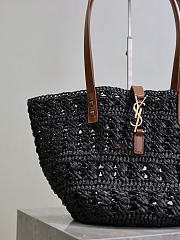 YSL | PANIER bag in raffia black size 42x20x22 cm - 4