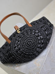 YSL | PANIER bag in raffia black size 42x20x22 cm - 3