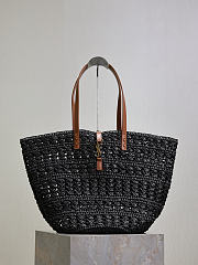 YSL | PANIER bag in raffia black size 55x31x28 cm - 1