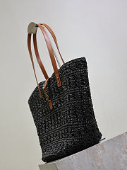 YSL | PANIER bag in raffia black size 55x31x28 cm - 2