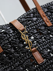 YSL | PANIER bag in raffia black size 55x31x28 cm - 6