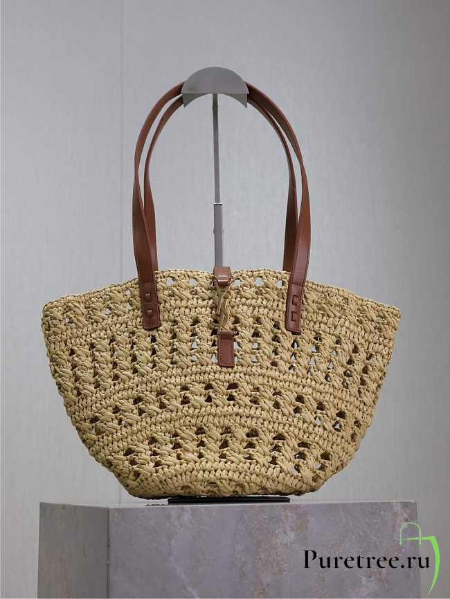 YSL | PANIER bag in raffia naturel size 42x20x22 cm - 1