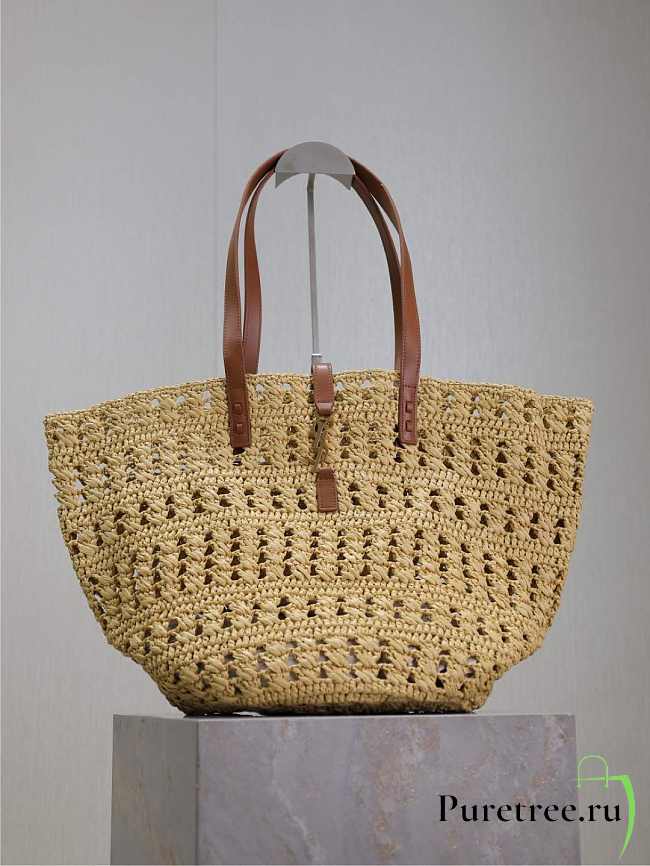 YSL | PANIER bag in raffia naturel size 55x31x28 cm - 1