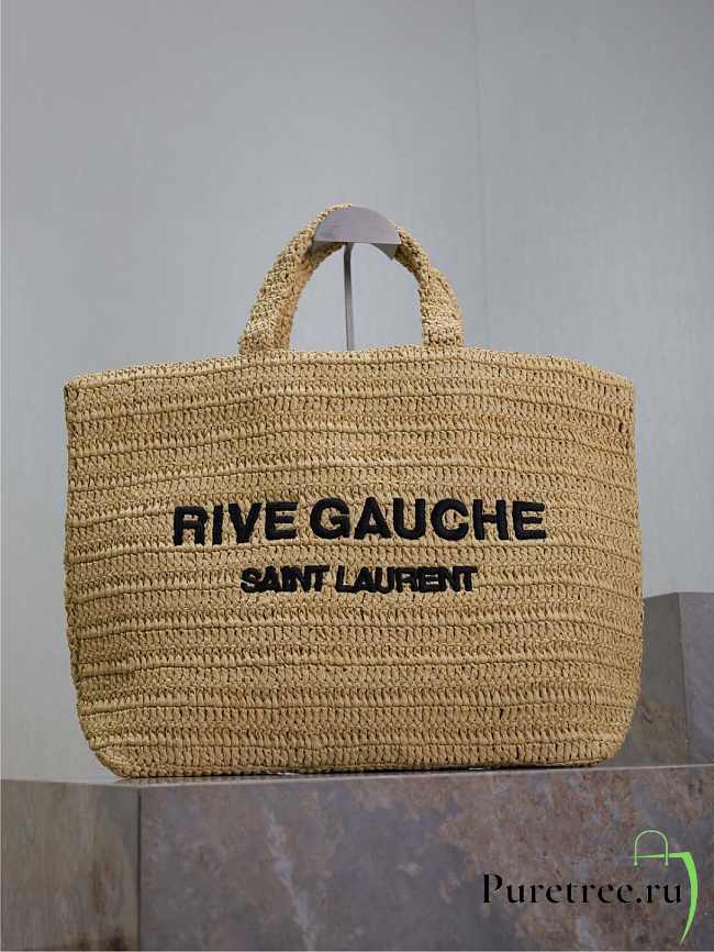 YSL | Saint Laurent Rive Gauche tote bag in natural soft raffia - 1