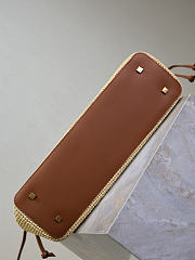 YSL | JAMIE SHOPPING in raffia bronze-tone hardware  - 5