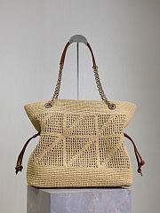 YSL | JAMIE SHOPPING in raffia bronze-tone hardware  - 4