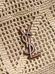 YSL | JAMIE SHOPPING in raffia bronze-tone hardware  - 2