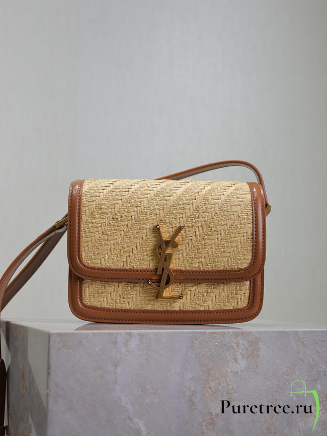 YSL | Satchel Small bag in beige raffia  - 1