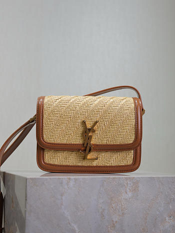 YSL | Satchel Small bag in beige raffia 