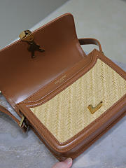 YSL | Satchel Small bag in beige raffia  - 5