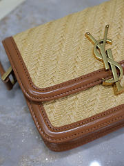YSL | Satchel Small bag in beige raffia  - 2