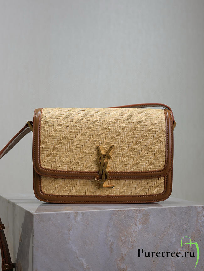 YSL | Satchel Medium bag in beige raffia - 1