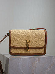 YSL | Satchel Medium bag in beige raffia - 1