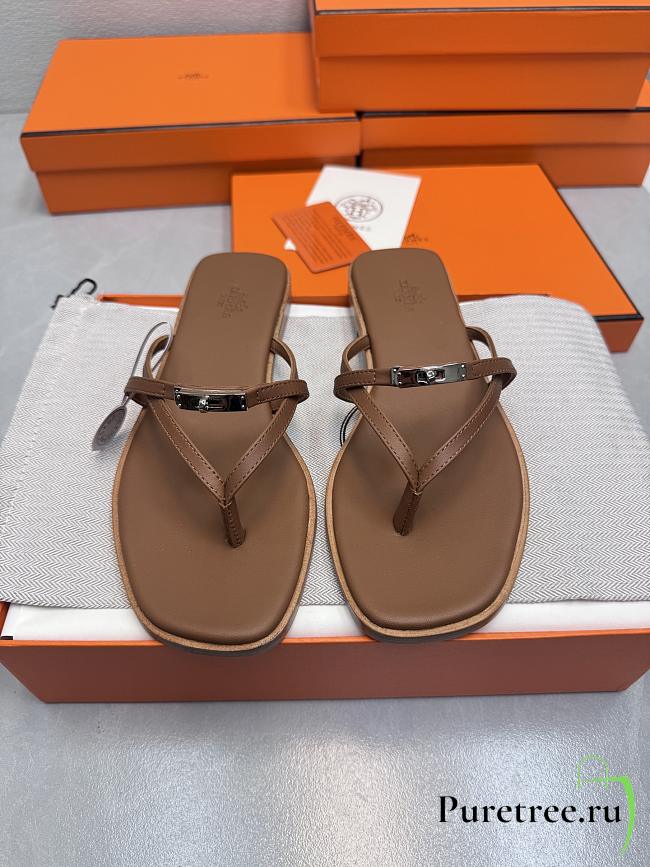 HERMES | Kelly buckle flip-flops brown - 1