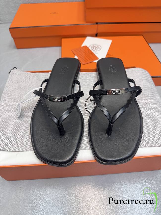 HERMES | Kelly buckle flip-flops black - 1
