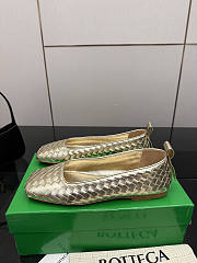 BOTTEGA VENETA | Gold Intrecciato Woven Nappa Leather Bow Ballet Flats - 6