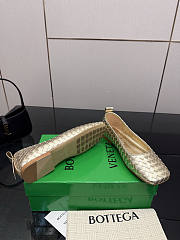 BOTTEGA VENETA | Gold Intrecciato Woven Nappa Leather Bow Ballet Flats - 5