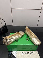 BOTTEGA VENETA | Gold Intrecciato Woven Nappa Leather Bow Ballet Flats - 4
