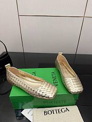 BOTTEGA VENETA | Gold Intrecciato Woven Nappa Leather Bow Ballet Flats - 3