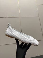 BOTTEGA VENETA | White Intrecciato Woven Nappa Leather Bow Ballet Flats - 6