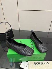 BOTTEGA VENETA | Black Intrecciato Woven Nappa Leather Bow Ballet Flats - 1