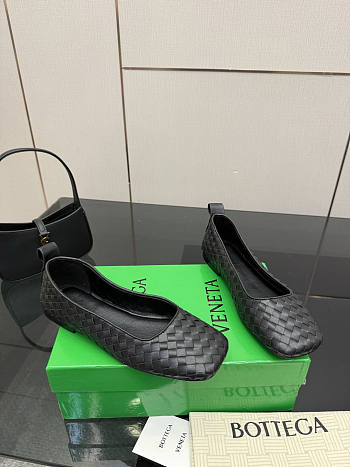 BOTTEGA VENETA | Black Intrecciato Woven Nappa Leather Bow Ballet Flats
