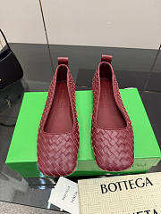 BOTTEGA VENETA | Burgundy Intrecciato Woven Nappa Leather Bow Ballet Flats - 1