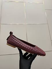 BOTTEGA VENETA | Burgundy Intrecciato Woven Nappa Leather Bow Ballet Flats - 4