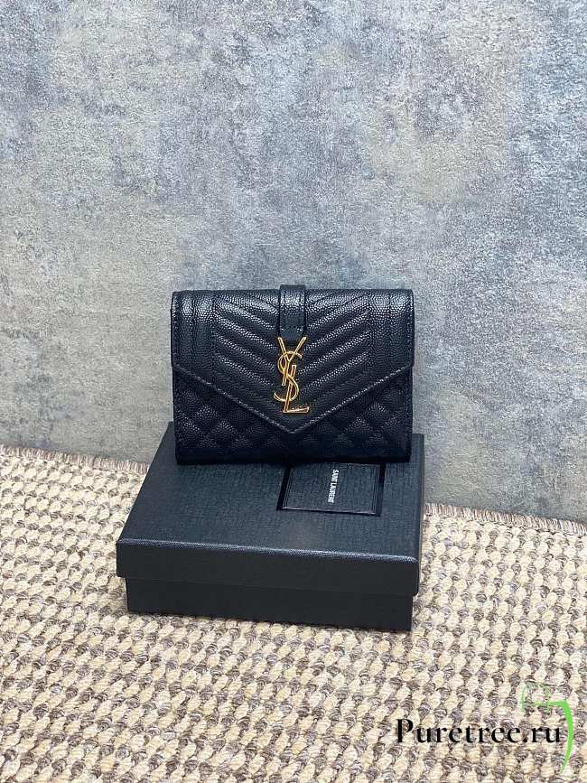 YSL | Quilted Leather Wallet Gold Hardware In Black - 1