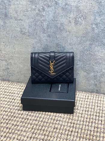 YSL | Quilted Leather Wallet Gold Hardware In Black