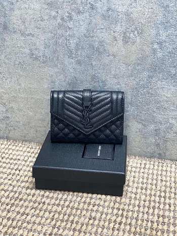 YSL | Quilted Leather Wallet Black Hardware In Black