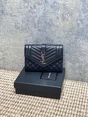 YSL | Quilted Leather Wallet Silver Hardware In Black - 1