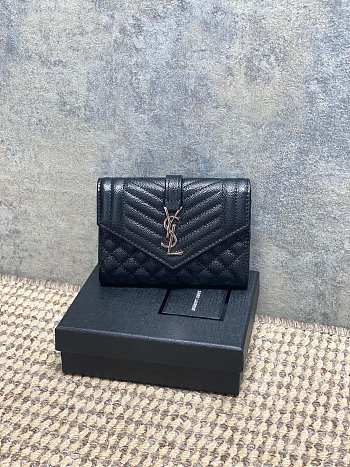 YSL | Quilted Leather Wallet Silver Hardware In Black