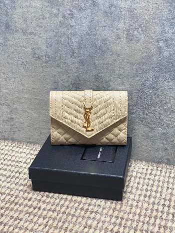YSL | Quilted Leather Wallet Gold Hardware In Beige