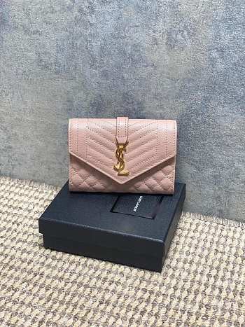 YSL | Quilted Leather Wallet Gold Hardware In Pink