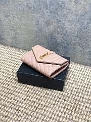YSL | Quilted Leather Wallet Gold Hardware In Pink - 4