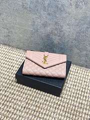 YSL | Quilted Leather Wallet Gold Hardware In Pink - 2