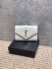 YSL | Quilted Leather Wallet Gold Hardware In White - 1