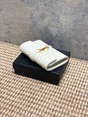 YSL | Quilted Leather Wallet Gold Hardware In White - 5