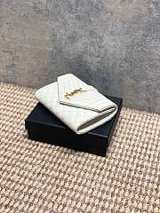 YSL | Quilted Leather Wallet Gold Hardware In White - 4