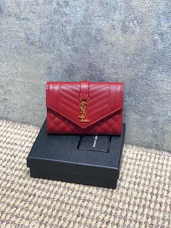 YSL | Quilted Leather Wallet Gold Hardware In Red
