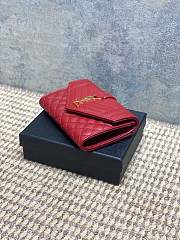 YSL | Quilted Leather Wallet Gold Hardware In Red - 2