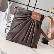 LOEWE | Featherlight Gathered Leather Tote Brown  - 1