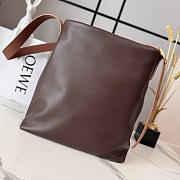 LOEWE | Featherlight Gathered Leather Tote Brown  - 6