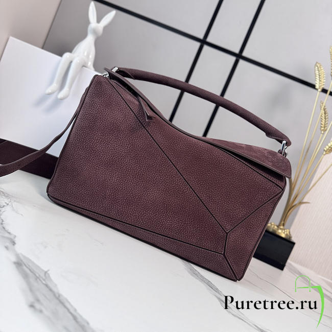 LOEWE | Puzzle grained nubuck tote bag burgundy - 1