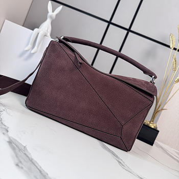 LOEWE | Puzzle grained nubuck tote bag burgundy