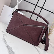 LOEWE | Puzzle grained nubuck tote bag burgundy - 6