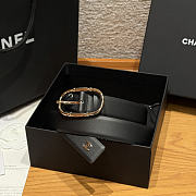 CHANEL | Double-sided calfskin belt Gold/Black - 1