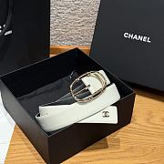 CHANEL | Double-sided calfskin belt Gold/Black and White - 1